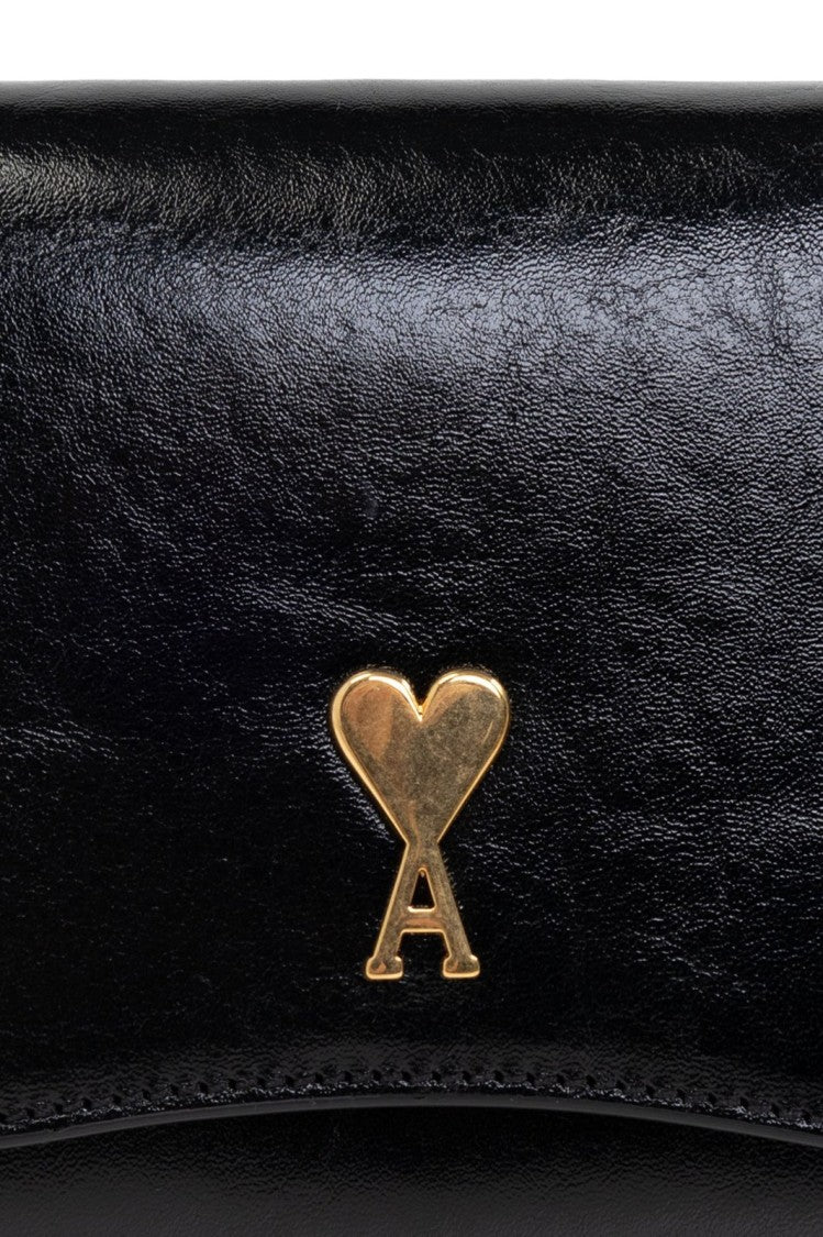 Ami Compact Calf Leather Wallet With Heart Emblem