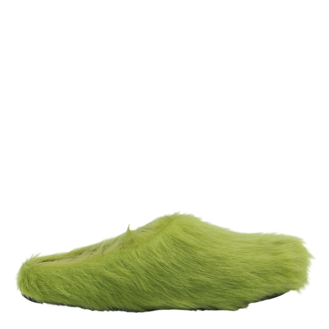 Marni Green Faux Fur Slip-On Sandals