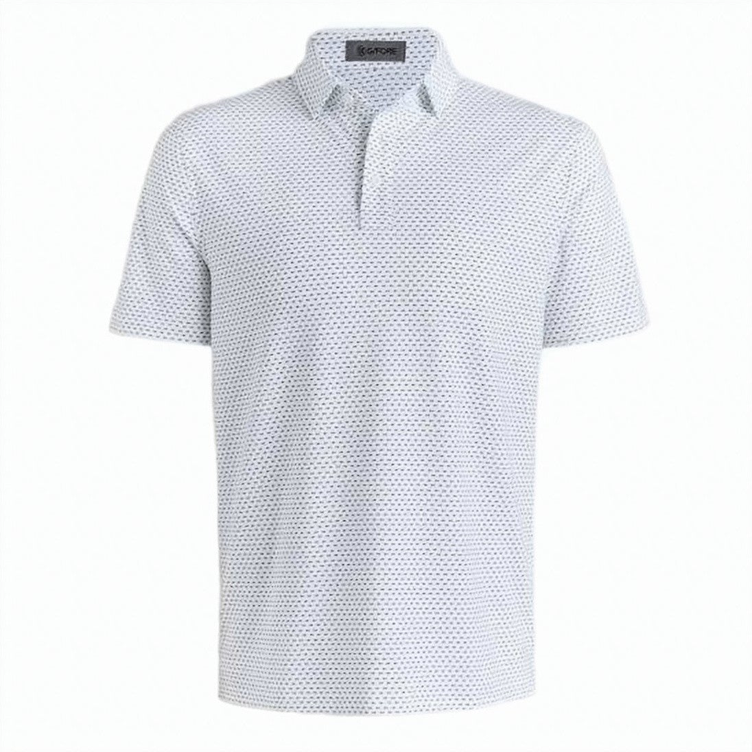 Gfore White Short-Sleeve Repeating Small Pattern Polo