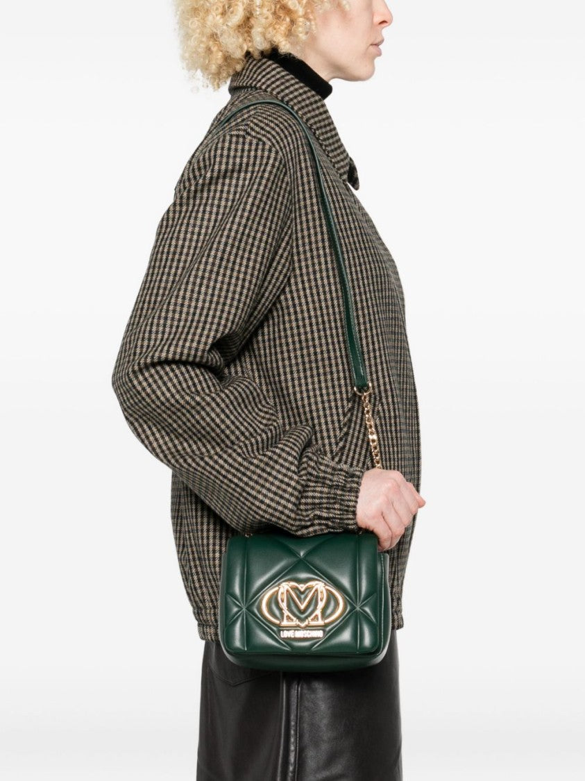 Love Moschino Quilted Green Shoulder Bag