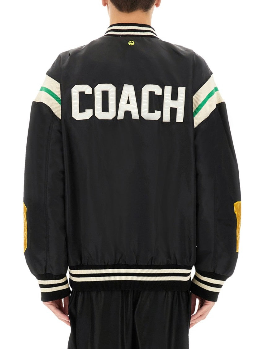 Barrow Relaxed Fit Black Satin Bomber Jacket