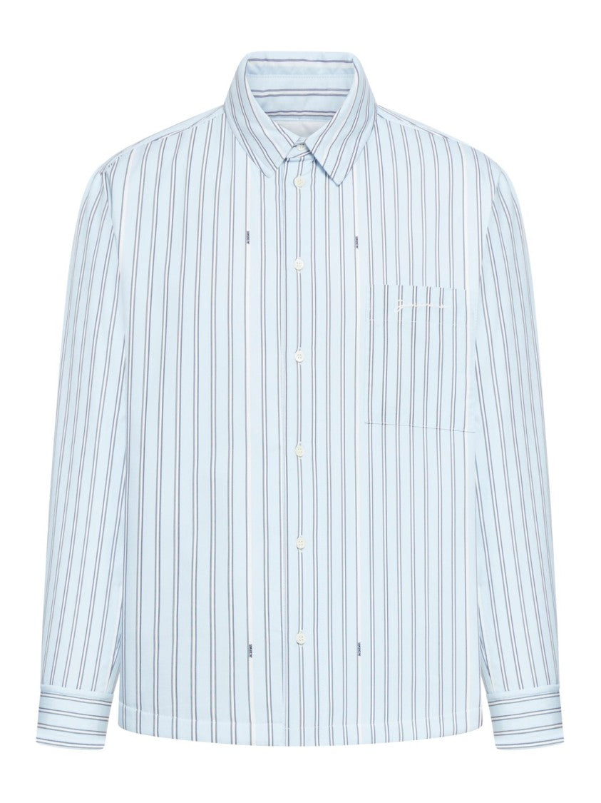 Jacquemus White Striped Long-Sleeve Shirt With Classic Collar