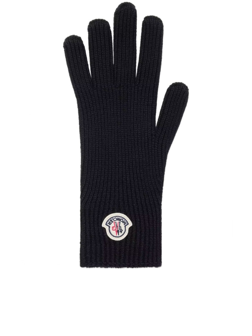 Moncler Ribbed Knitted Embroidered Logo Gloves