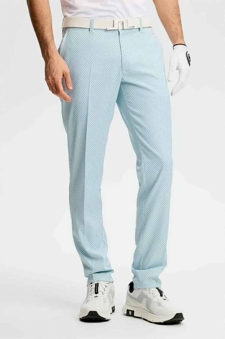 J Lindeberg Straight Cut Textured Pants With Classic Pleats