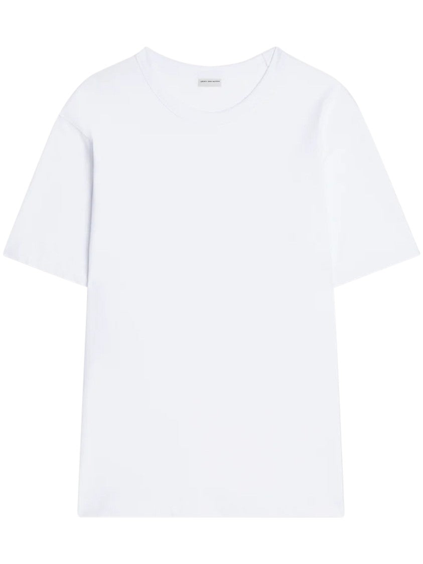 Dries Van Noten Plain White Short-Sleeve T-Shirt With Relaxed Fit