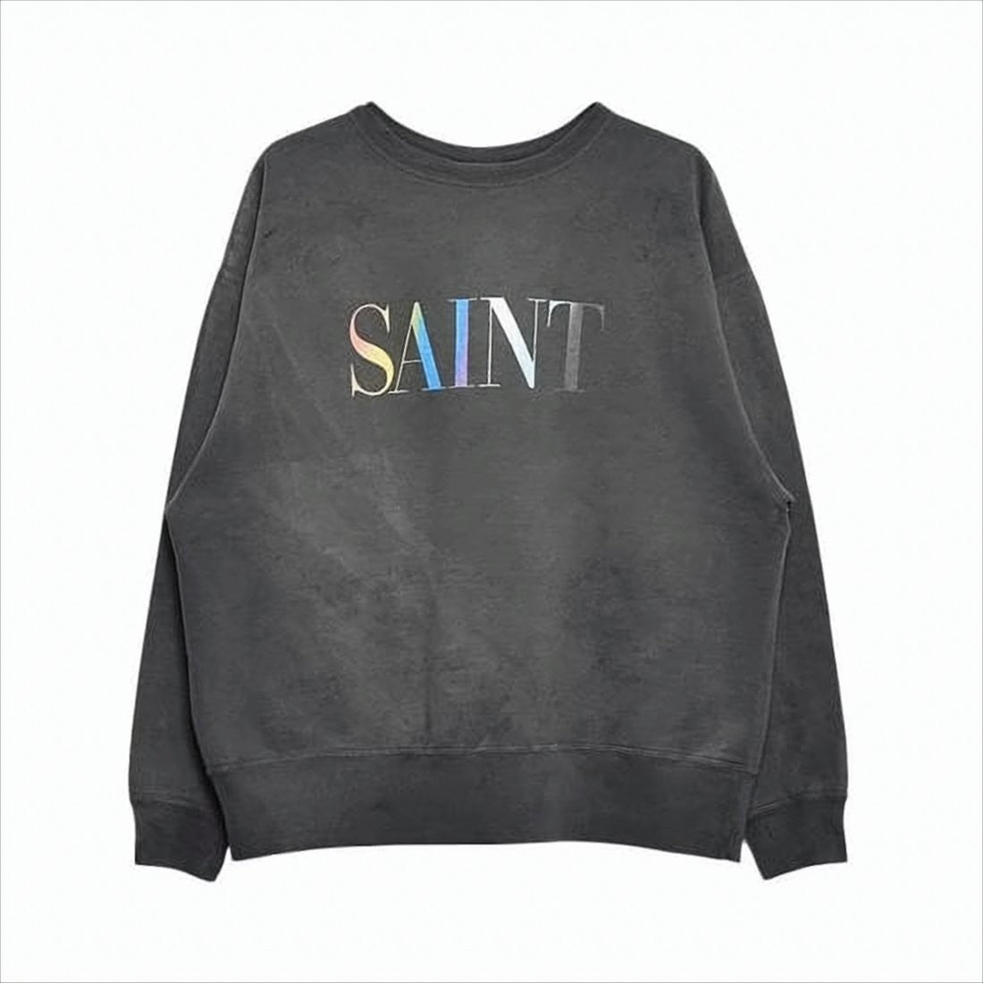 Saint Mxxxxxx Washed Black Long-Sleeve Sweatshirt With Gradient Print
