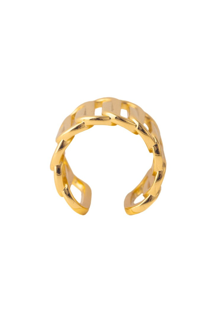 Federica Tosi Bold Square Interlocking Ring In 18K Gold-Plated Bronze