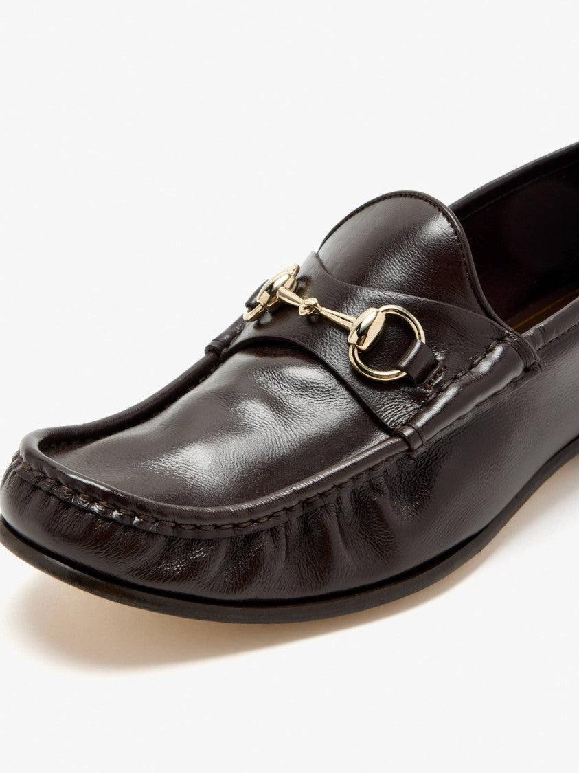 Gucci Polished Leather Loafers With Gold-Tone Horsebit Detail