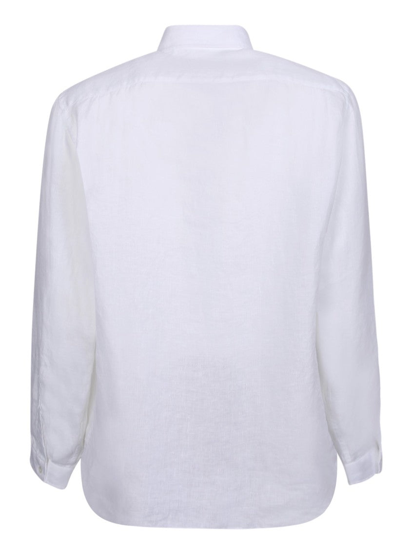 Lardini White Linen Chest Pocket Shirt