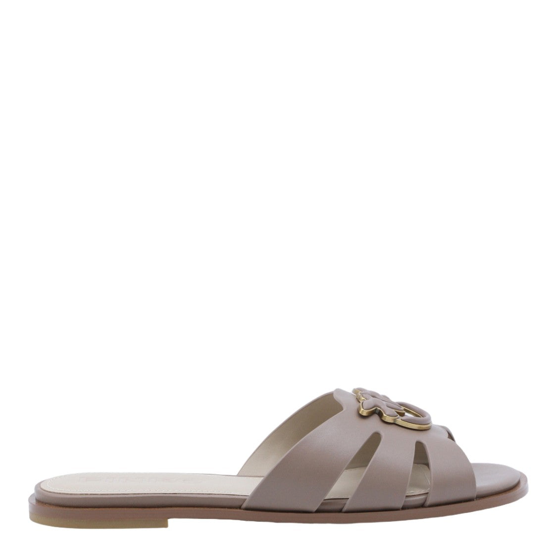 Pinko Slip-On Open-Toe Flats With Decorative Emblem