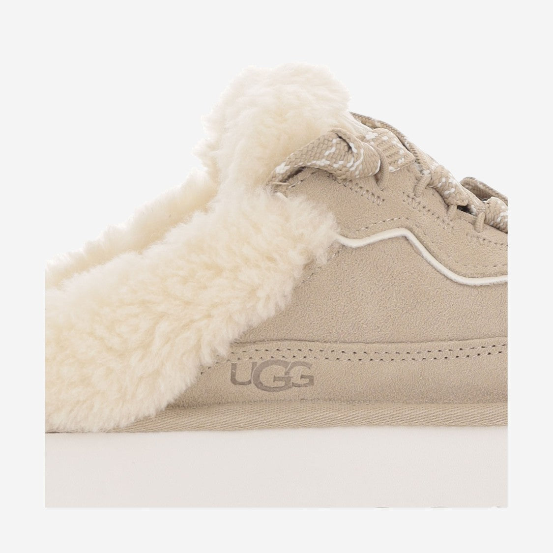 Ugg Beige Lowmel Fur-Lined Suede Mules