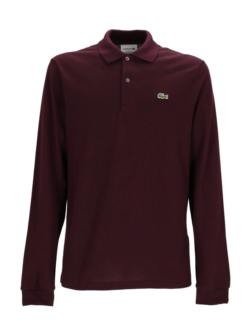 Lacoste Burgundy Embroidered Long-Sleeve Polo Shirt
