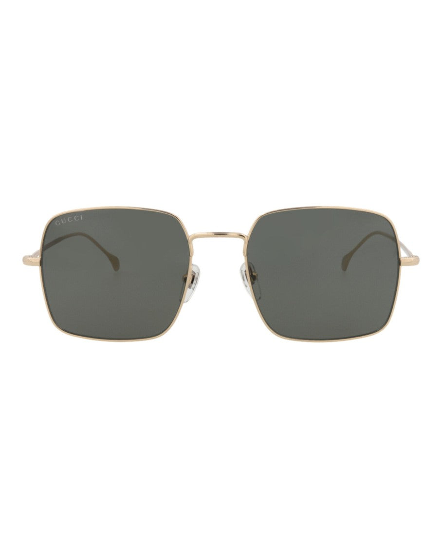 Gucci Square-Frame Metal Sunglasses With Adjustable Nosepads