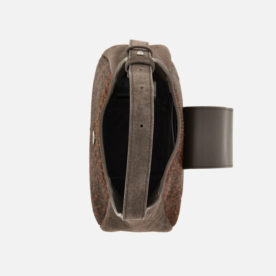 Hogan Leopard Print Suede Curved Medium Shoulder Bag
