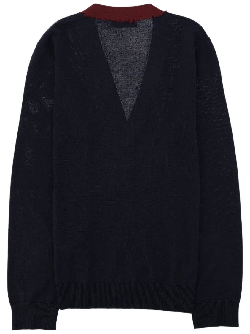 Dsquared2 Deep V-Neck Oversized Wool Cardigan With Contrasting Button Detail