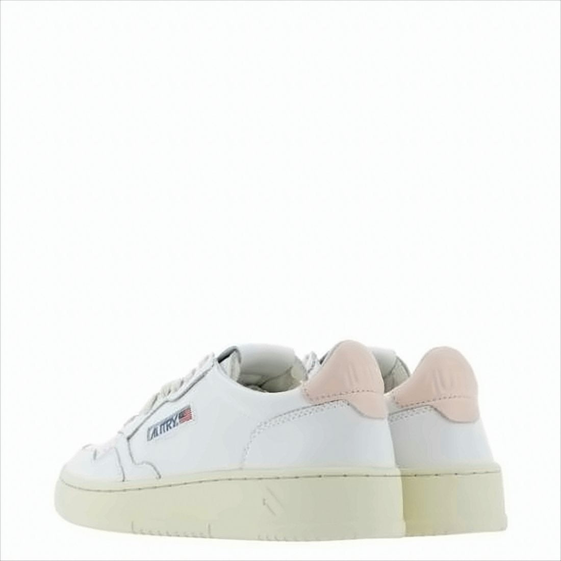 Autry Minimalist White Leather Sneakers With Pastel Heel Detail