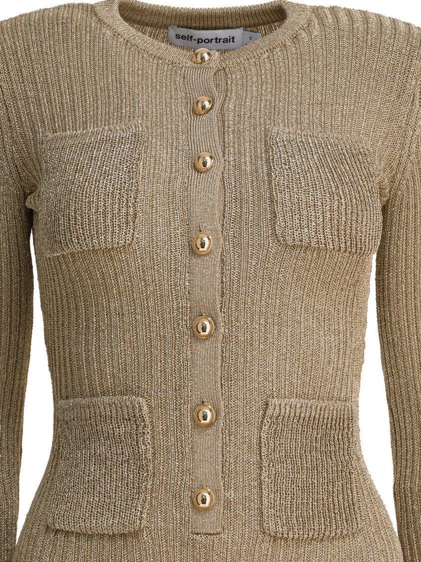 Self-Portrait Short Lurex Knit Dress