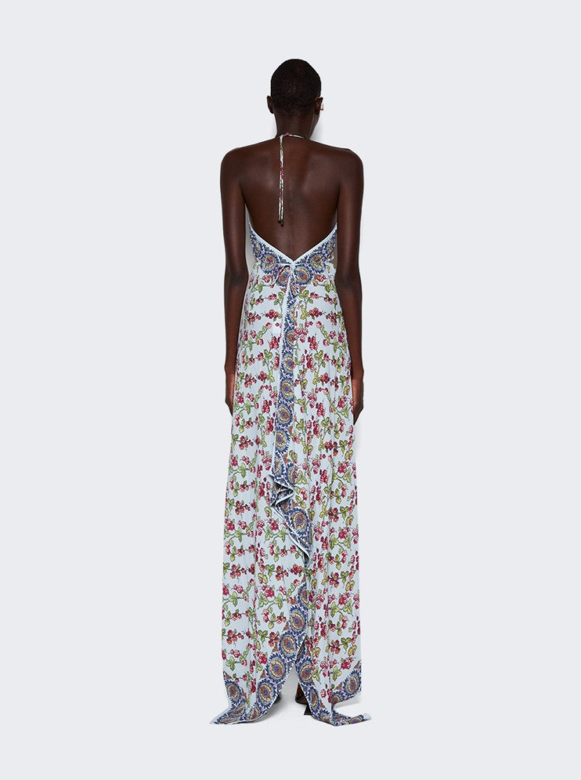 Etro Floral-Print Halterneck Maxi Dress With Handkerchief Hem