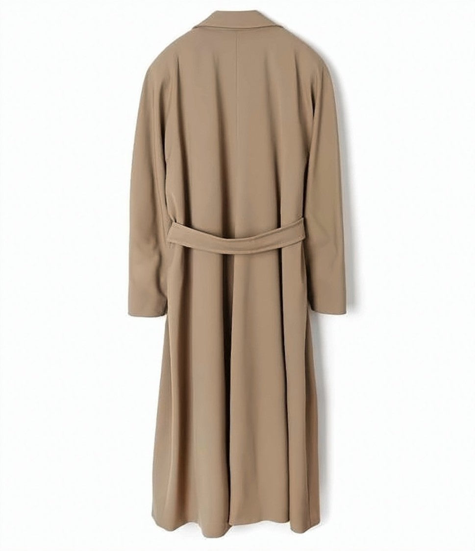 Max Mara Long Tailored Brown Coat With Belted Waist