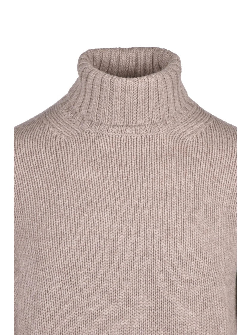 Heritage Beige Wool-Cashmere High-Neck Sweater