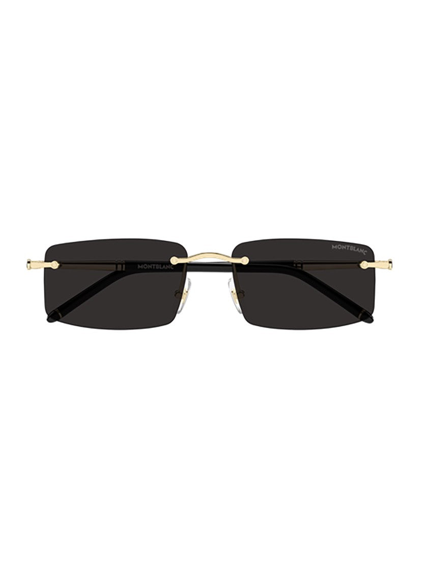 Montblanc Mb0443s Rectangular Rimless Metallic Sunglasses