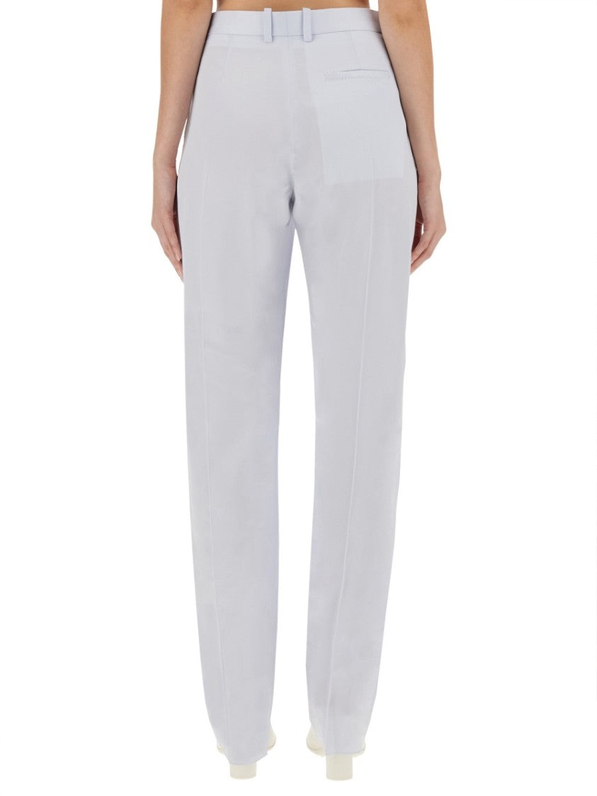 Bottega Veneta Wide Leg Straight Cut Pants With Flowing Drape