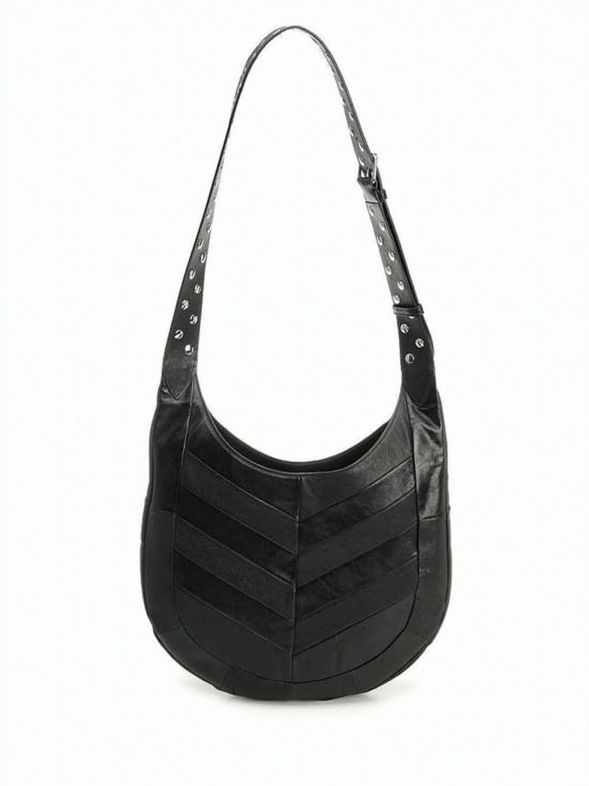 Valentino Garavani Black Cow Leather Chevron Crossbody Bag