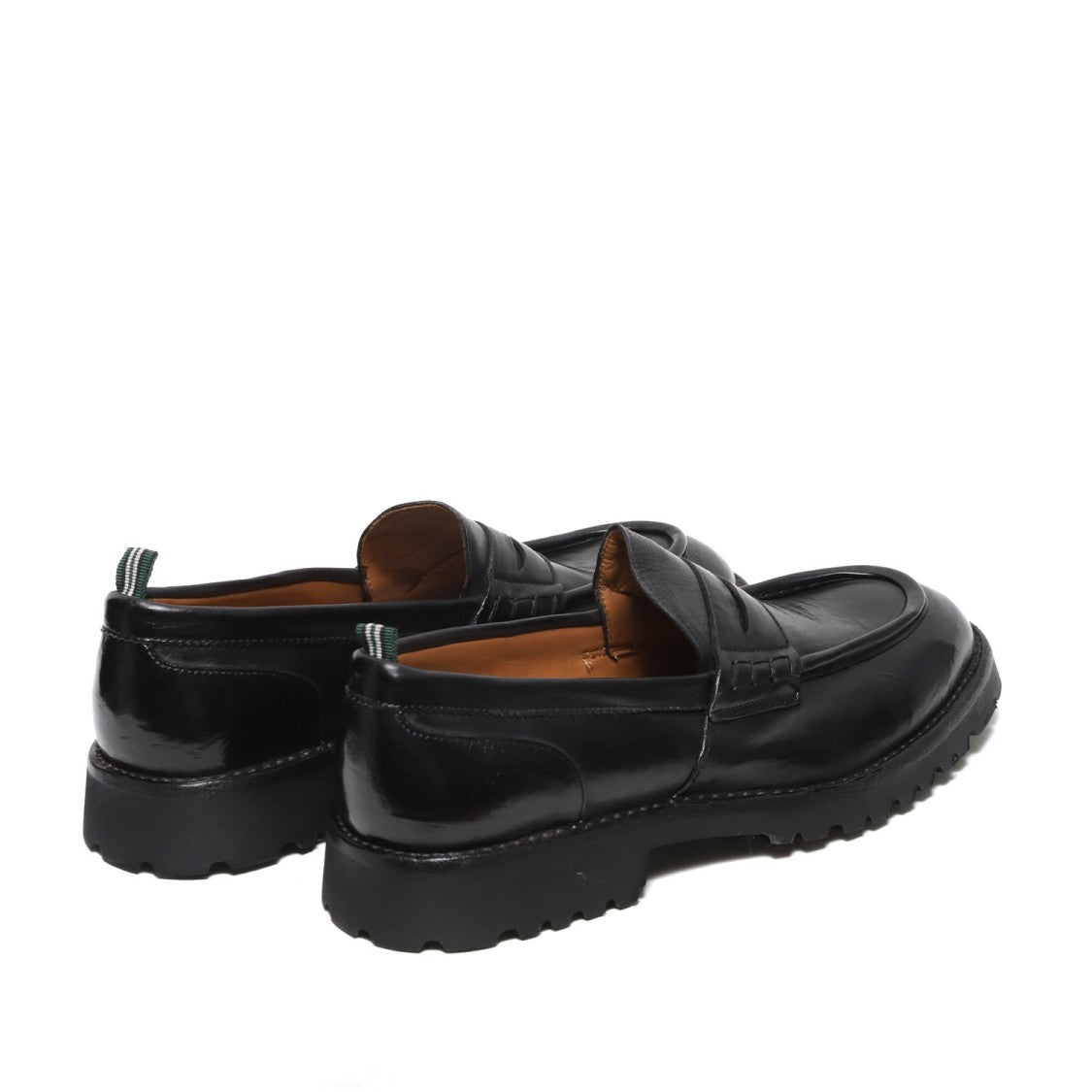 Green George Moccasin In Soft Black Vegetable Tanned Leather
