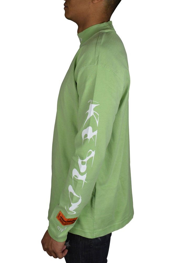 Heron Preston Green Long Sleeve T-Shirt With Embroidered Logo