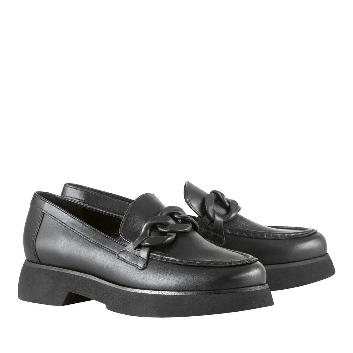 Högl Black Stacy Chunky Chain Detail Leather Loafers