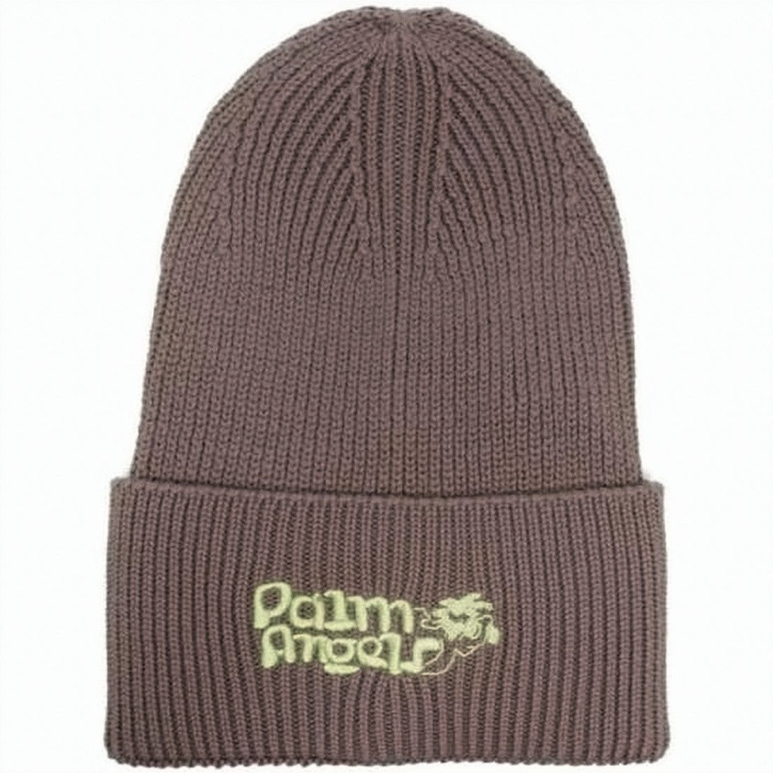 Palm Angels Ribbed Knit Beanie With Embroidered Detail
