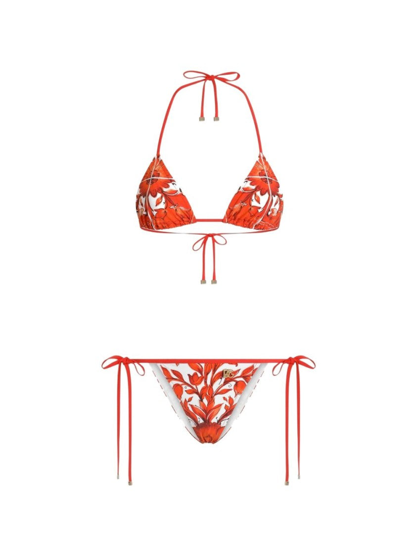 Dolce & Gabbana Multicolor Leaf Print Bikini Set