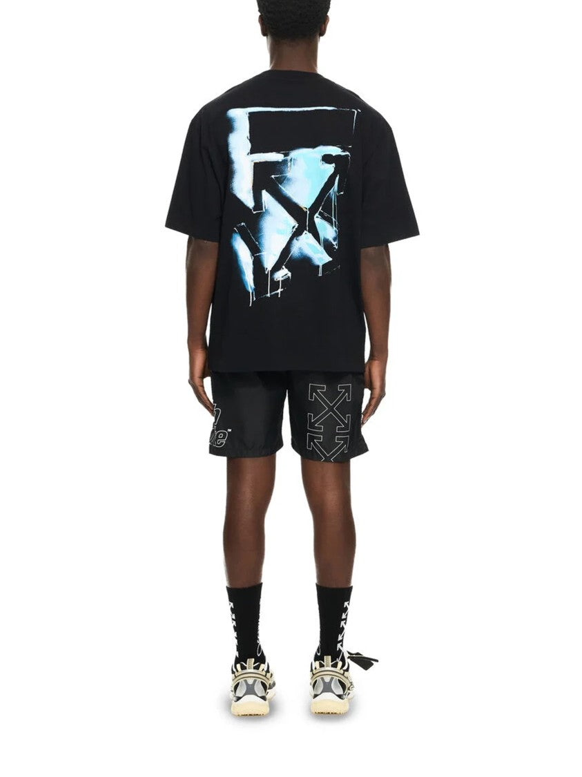 Off-White Black Abstract Paint Arrow Cotton T-Shirt