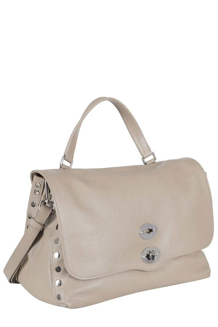 Zanellato Cement Gray Postina Daily Medium Leather Shoulder Bag