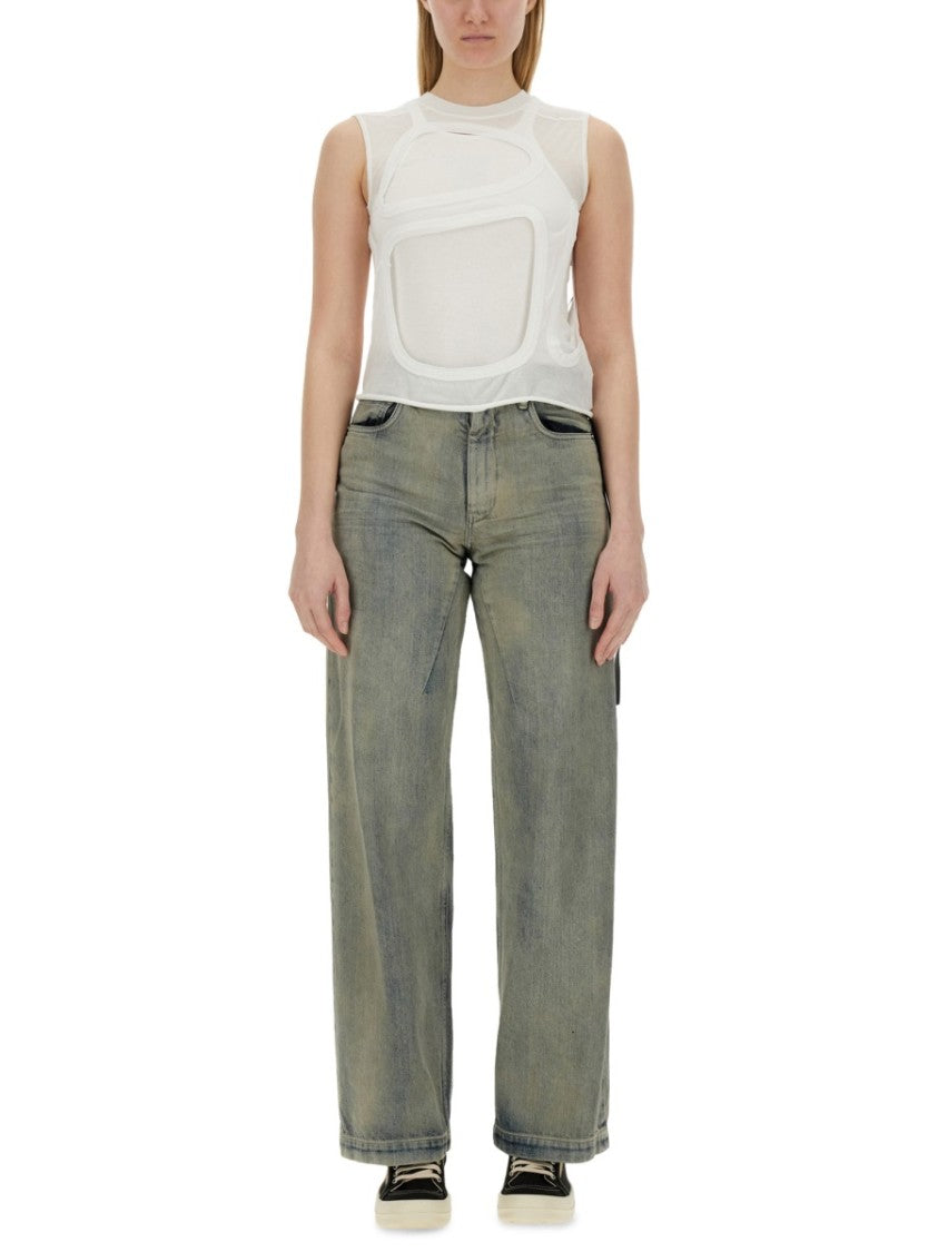 Drkshdw By Rick Owens Cut-Out White Top
