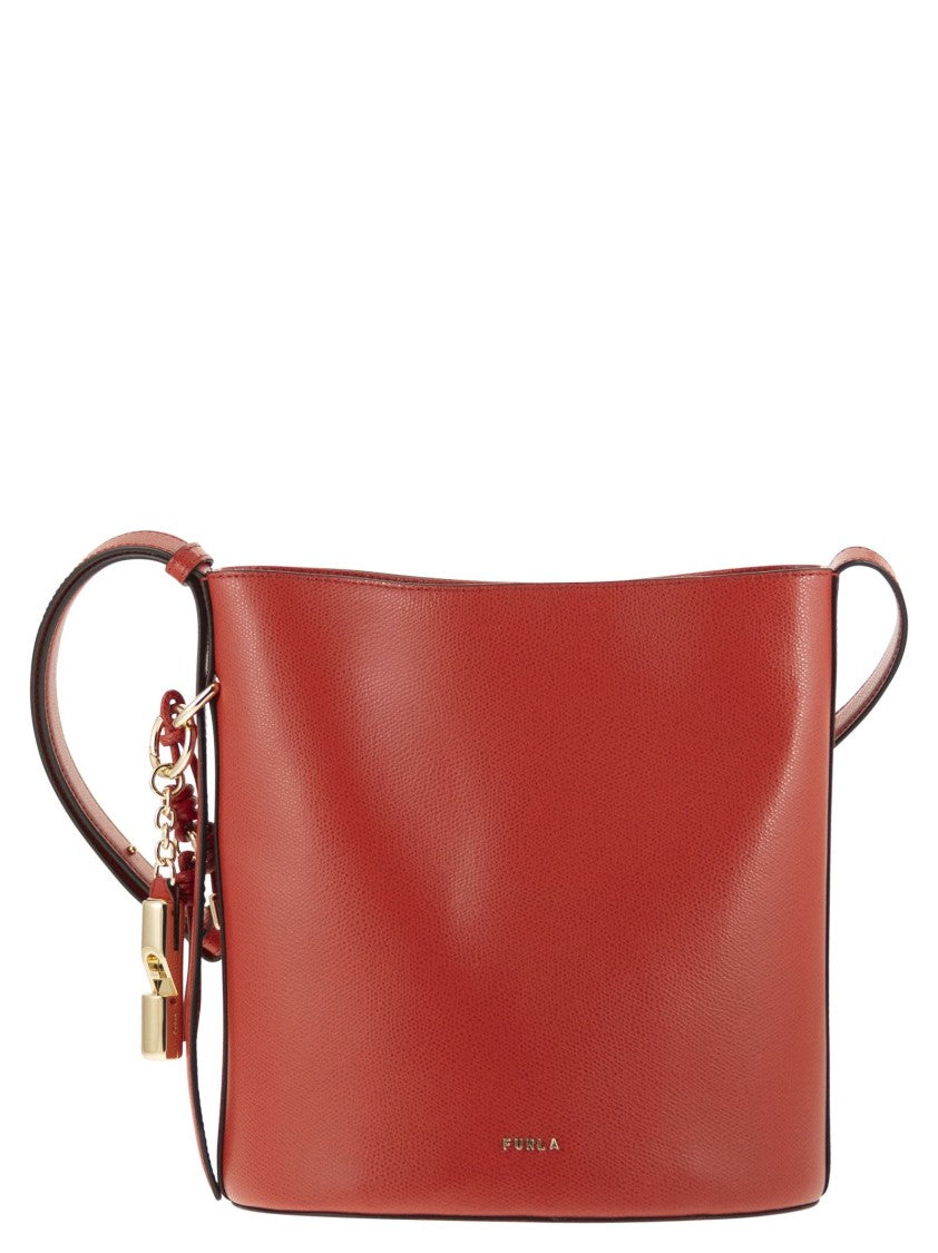 Furla Compact Structured Bucket Bag With Fine Leather Finish