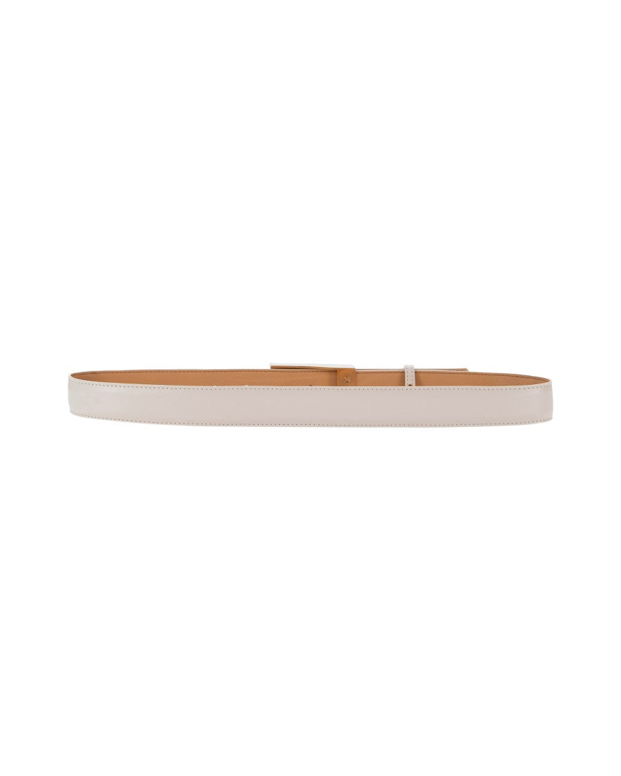Elisabetta Franchi Burro Faux Leather Belt With Logo Plaque