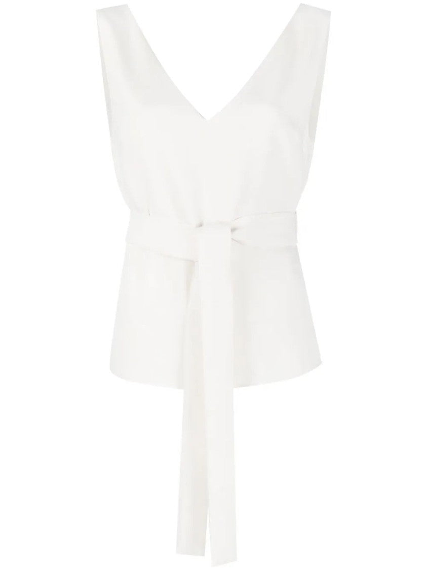 P.A.R.O.S.H. Deep V-Neck Blouse With Fitted Silhouette