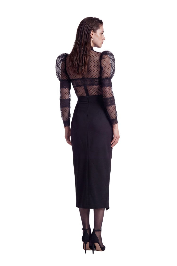 Saiid Kobeisy Asymmetric Draped Midi Skirt With High Waist Design