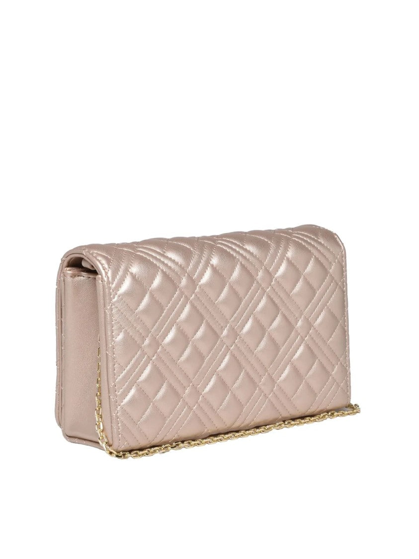 Love Moschino Quilted Gold Crossbody Bag With Adjustable Chain Strap