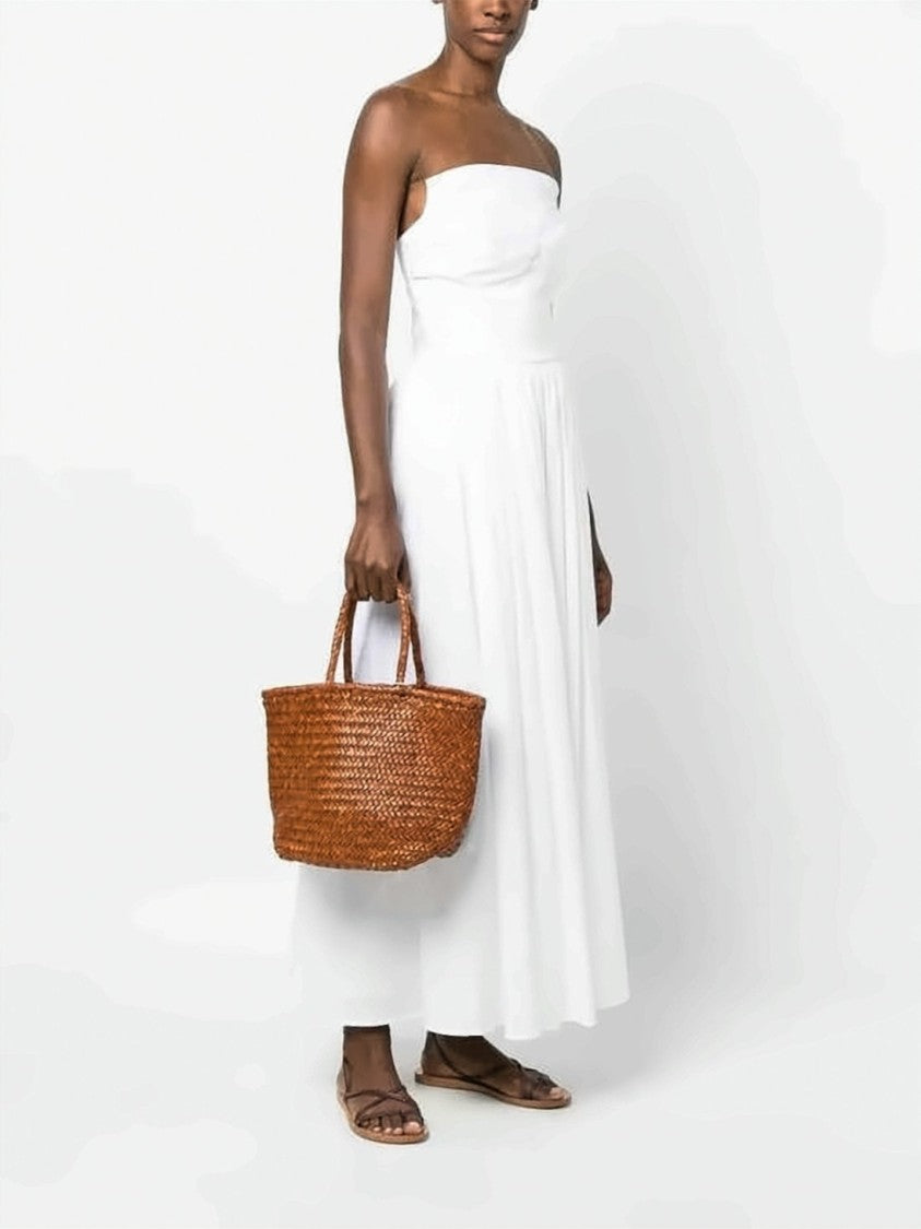 Dragon Diffusion Artisanal Woven Tote Bag In Rich Brown Calf Leather