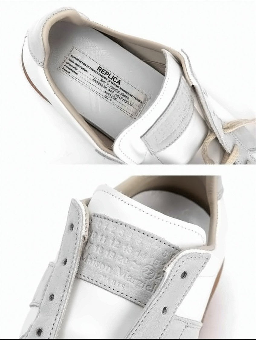 Maison Margiela Low-Top Leather Sneakers With Suede Panels And Gum Sole
