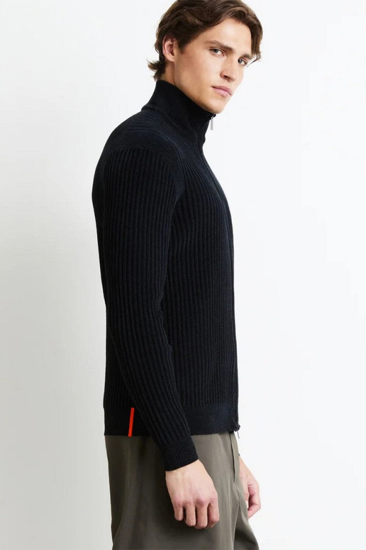 Rrd Navy Ribbed Full-Zip Stand-Collar Sweater