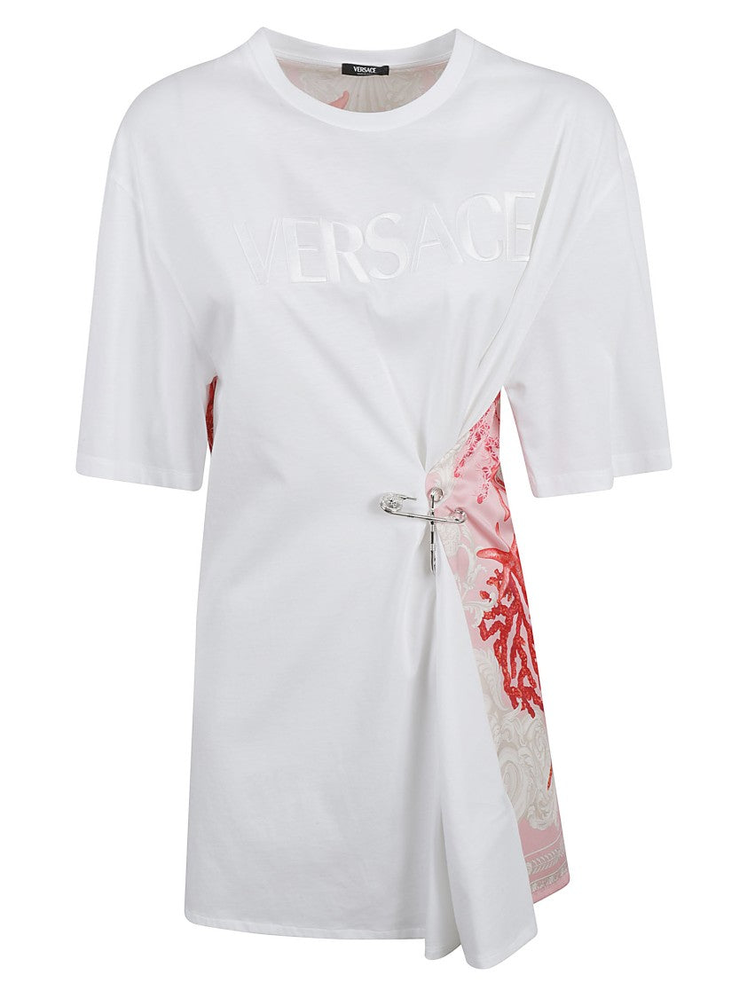 Versace White T-Shirt With Pink Back