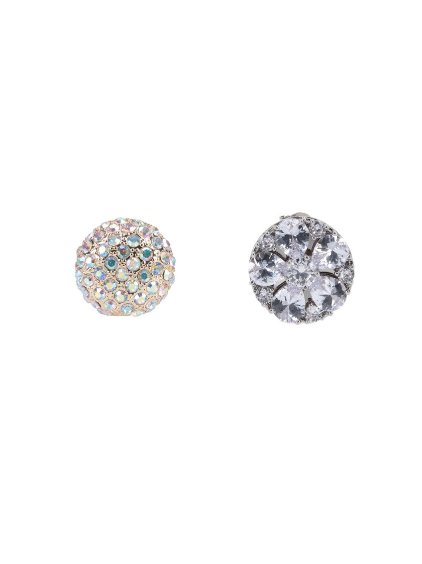 Mm6 By Maison Margiela Multicolor Crystal-Embellished Oval Earrings With Retro Closure