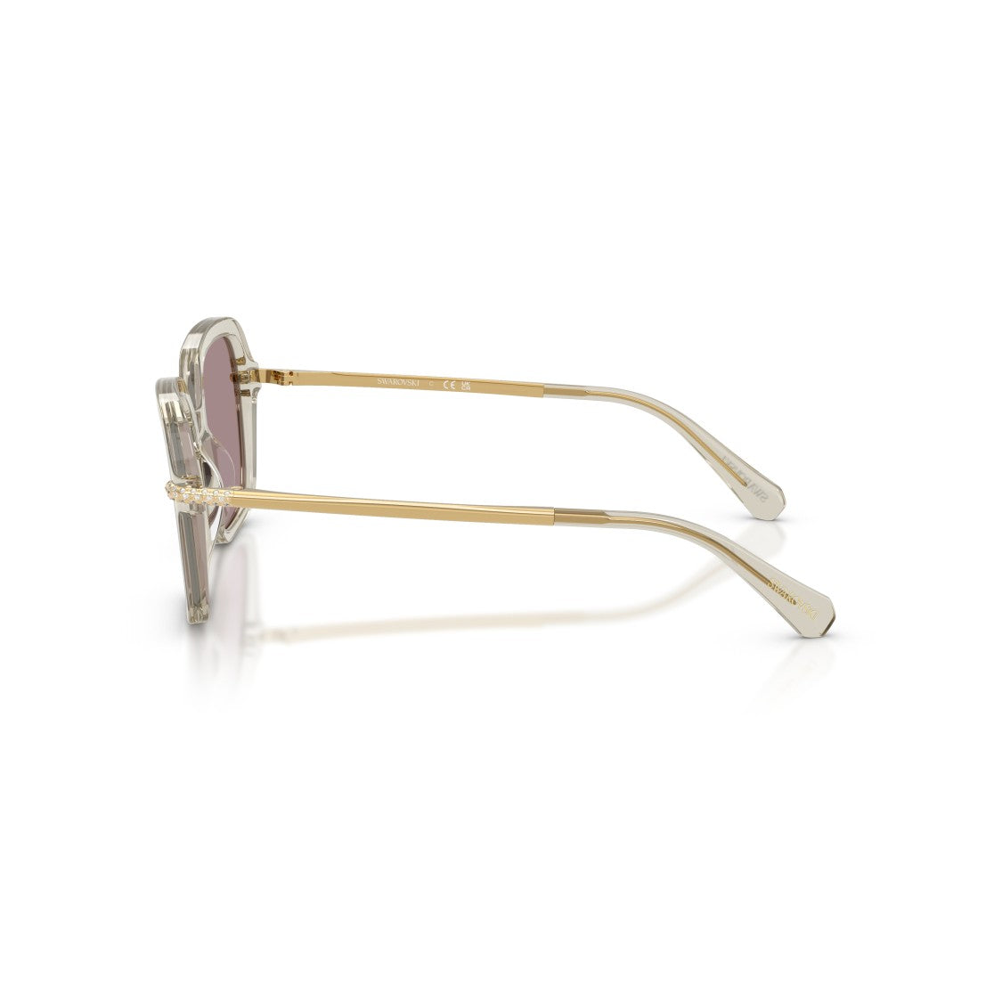 Swarovski 0Sk6040 Square Acetate Sunglasses With Translucent Beige Frame