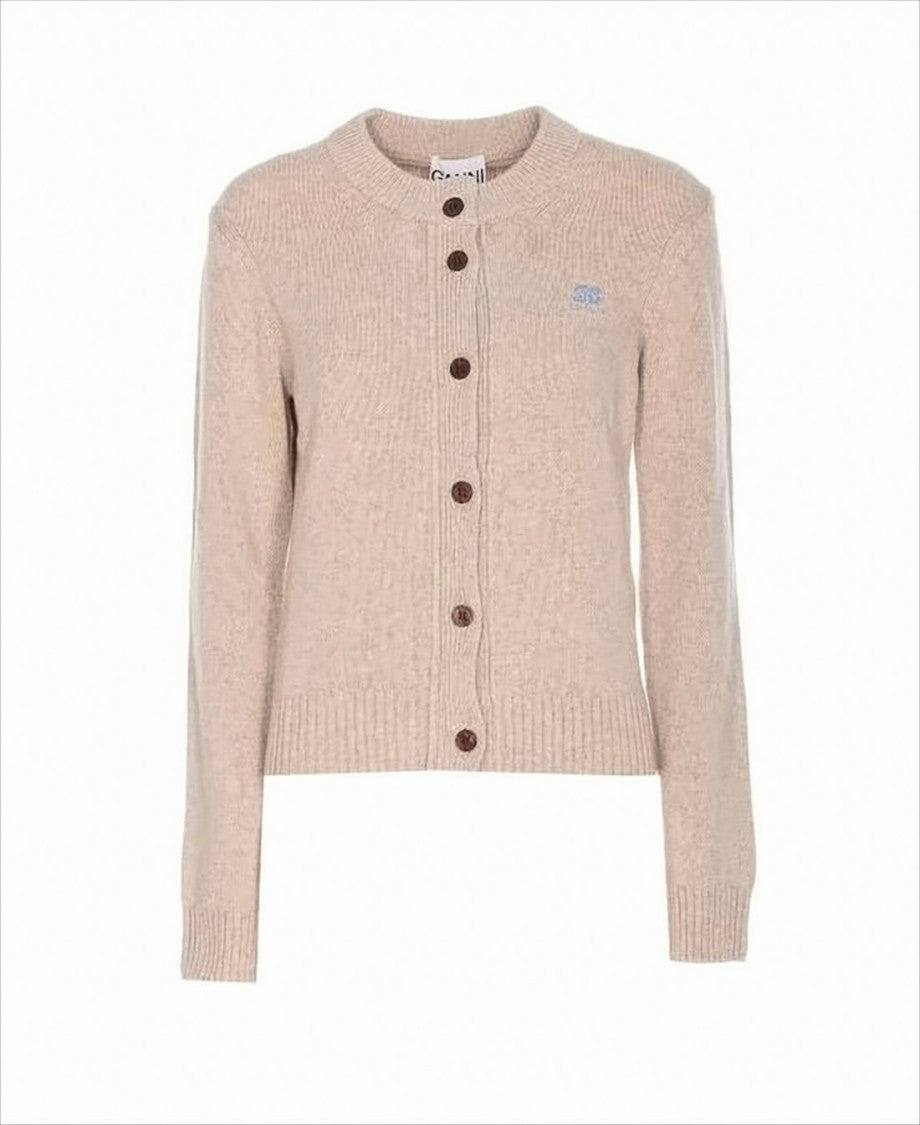 Ganni Soft Knit Cardigan With Button-Down Front