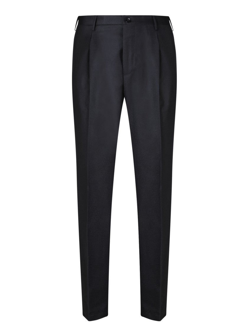 Incotex Black Virgin Wool Tailored Trousers