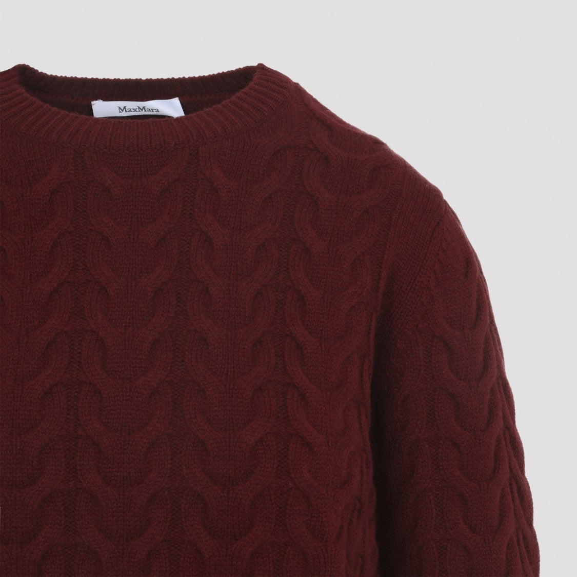 Max Mara Cable Knit Cashmere Sweater In Deep Burgundy