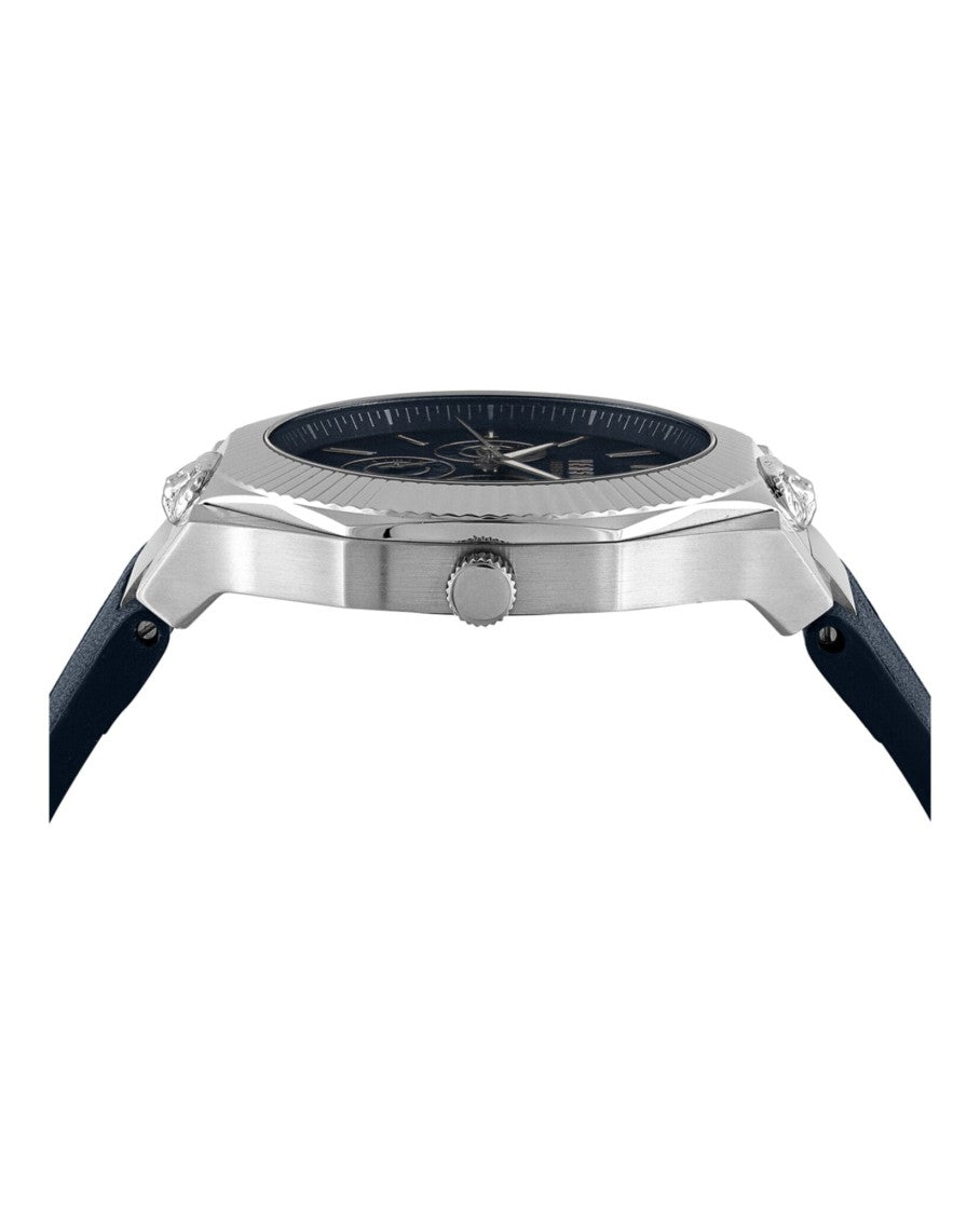 Versus Versace Echo Park Multifunction Leather Watch With Blue Enamel Dial